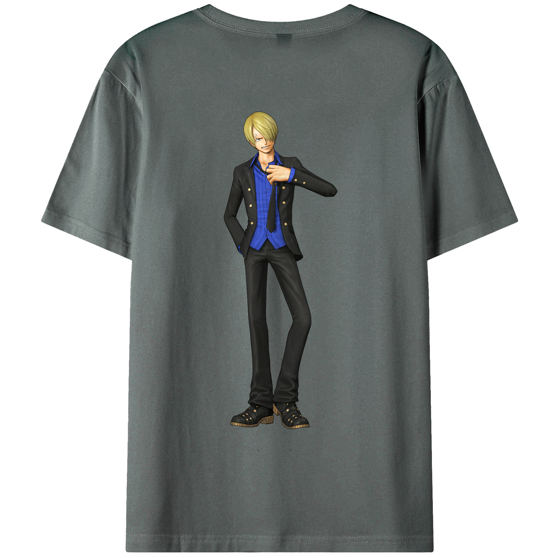 （画像用） ワンピース サンジ ONE PIECE Sanji 綿100％ メンズ半袖Tシャツ（バックプリント） 通気性